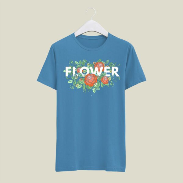 Flower print round neck t-shirt